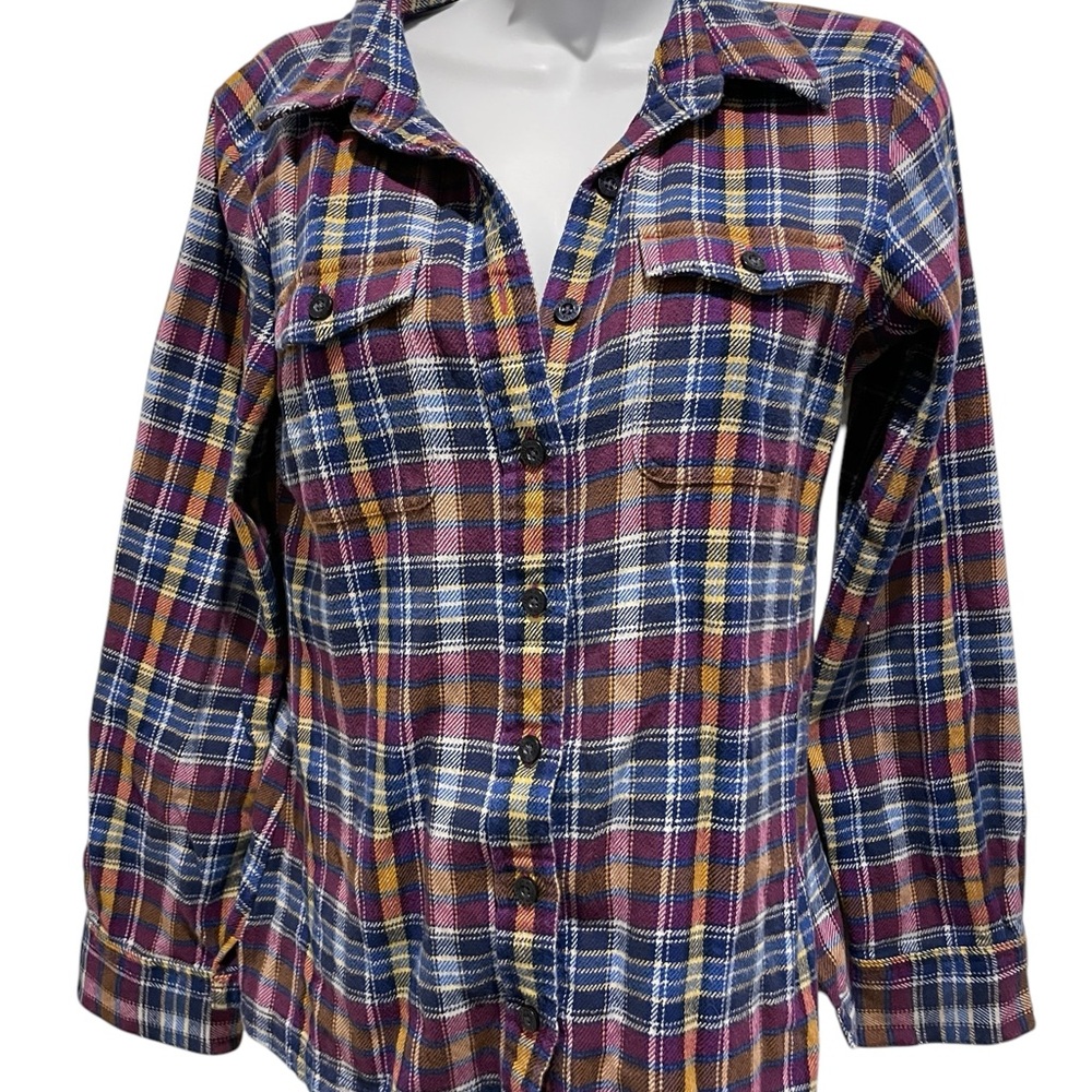 PATAGONIA Women’s Flannel Button Down Shirt Organic Cotton Pocket Size 2